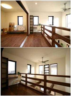 カウンターや本棚を造り付け、１Ｆの雰囲気を感じながら読書や趣味の時間を楽しむ事の出来る空間。