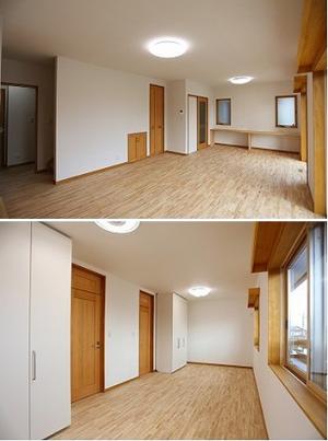 床は1・2F共、きめ細かくスベスベとした肌触りが気持ち良いラバーウッド無垢フロアー。
家族が増えたり子供の成長に合わせたり、自由にお部屋を仕切れる、大活躍の可動間仕切り収納。