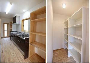 料理中の匂いや洗い物の音を気にせず家事に集中でき、急な来客時にも困らない独立型のキッチン。
いくつあっても困らない収納は、片付け上手・収納上手な奥様の強い味方です。